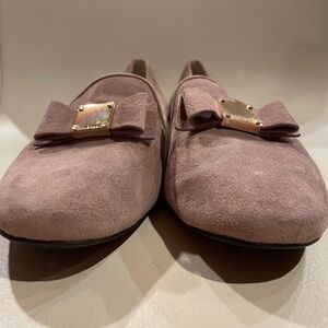 Cole Haan Women's Mauve Suede Loafers with Bow Accent